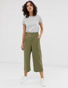 Only Cropped Wide Leg Pants - Green