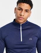 Calvin Klein Golf Newport Half Zip Sweater With Tape Sleeve In Silver Navy Heather