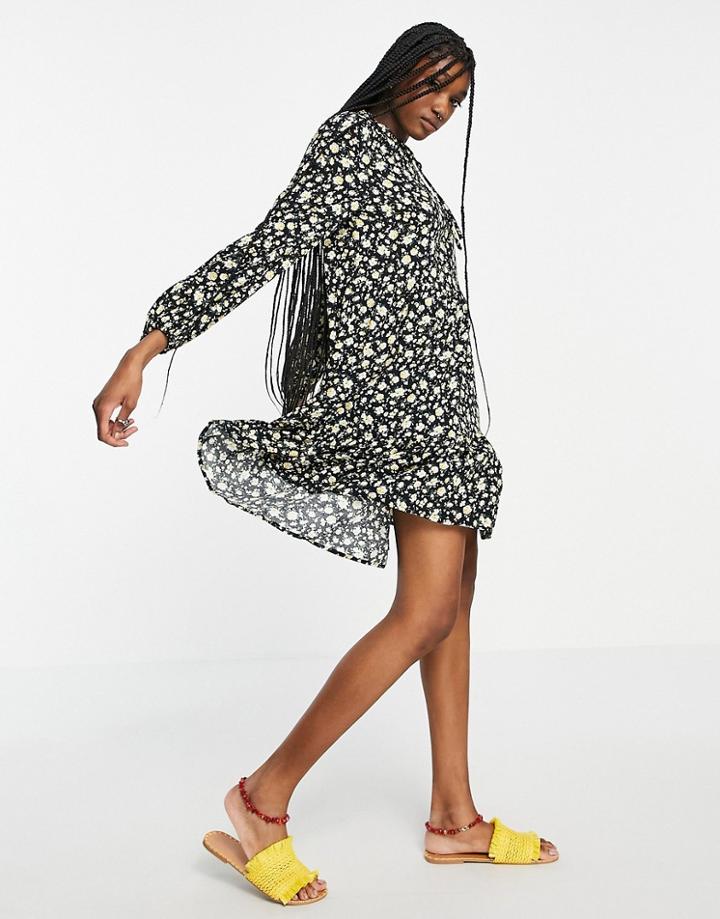 Vila Boho Smock Dress In Black