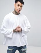 Asos Extreme Oversized Boxy T-shirt With Wide 3/4 Length Sleeves In White - White