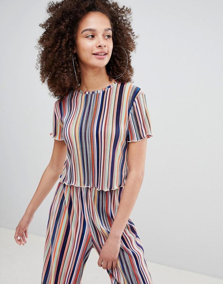 Bershka Stripe Top With Matching Pants In Multi - Multi
