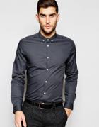 Asos Smart Shirt In Charcoal With Button Down Collar - Charcoal
