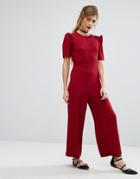 Fashion Union Ruffle Sleeve Jumpsuit - Red