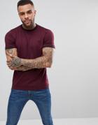 Fred Perry Slim Fit Twin Tipped Ringer T-shirt In Burgundy - Red