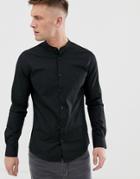Only & Sons Cotton Shirt With Grandad Collar - Black