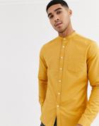 Asos Design Skinny Fit Oxford Shirt In Mustard With Grandad Collar-yellow