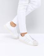 Adidas Originals White Superstar 80s Sneakers With Cork Toe Cap - White