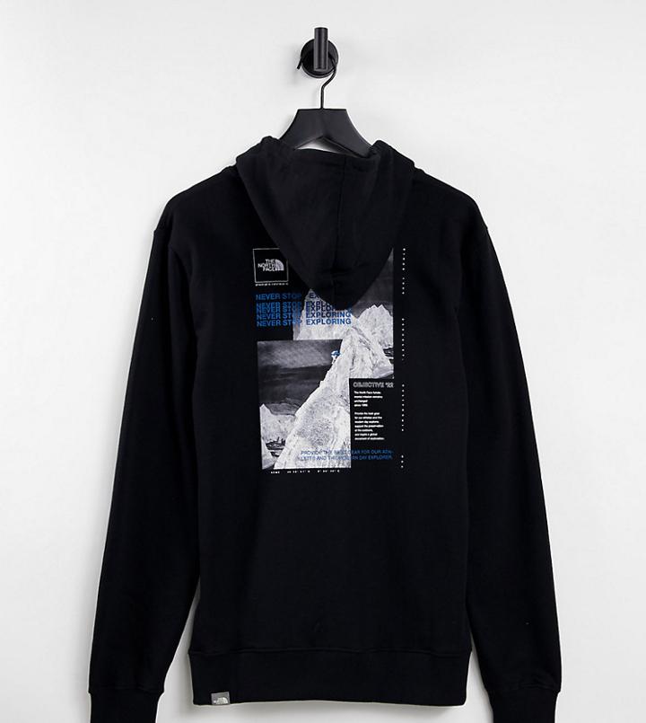 The North Face Collage Hoodie In Black/blue Exclusive At Asos