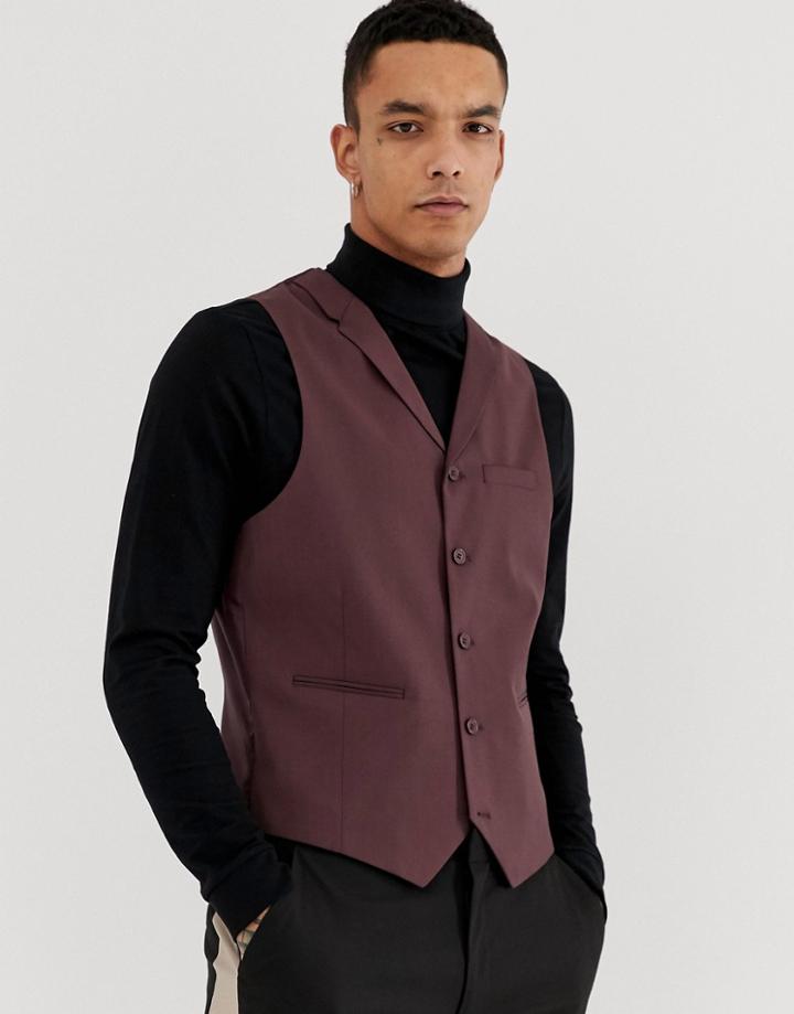 Rudie Plain Super Skinny Suit Vest-red