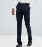 Gianni Feraud Tall Slim Fit Navy Herringbone Suit Pants - Navy