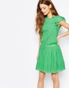Vanessa Bruno Athe Sleeveless Ruffle Dress In Green - 625 Vert