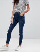 Only Pearl Raw Hem High Waisted Skinny Jeans - Blue