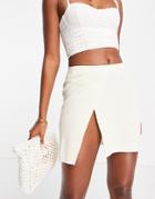 Na-kd X Zoe Pastelle Overlap Knit Mini Skirt In Off White-orange