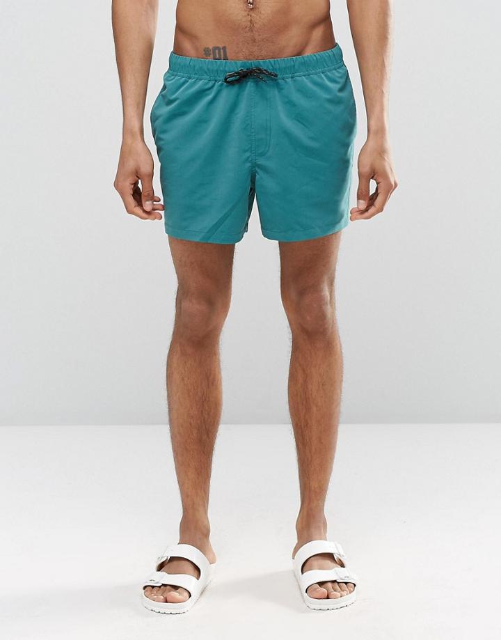 Asos Short Length Swim Shorts In Teal - Teal