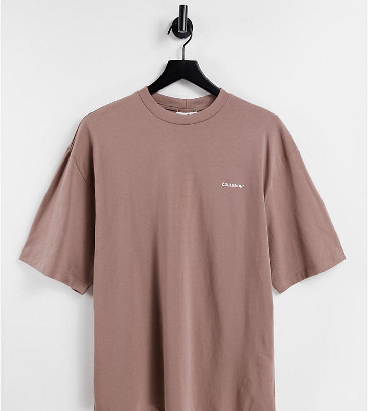 Collusion Organic Cotton Logo T-shirt In Mocha-brown