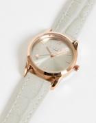 Lipsy Leather Strap Watch In Silver And Rose Gold