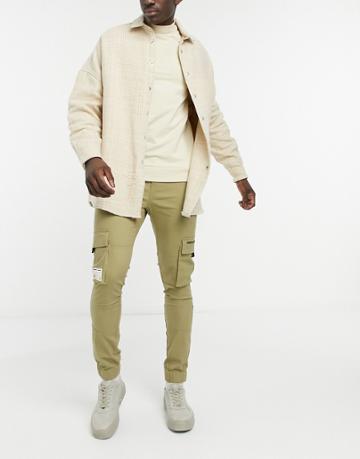 Asos Unrvlld Spply Tapered Cargo Pants In Stone-neutral