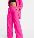 Asos Design Petite Extreme Man Suit Mansy Pants In Fluro Pink