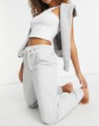 Asos Design Lounge Brushed Sweatpants In Gray Heather-grey