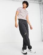 Asos Design Shrunken Fit Stripe T-shirt In Pink & White-red