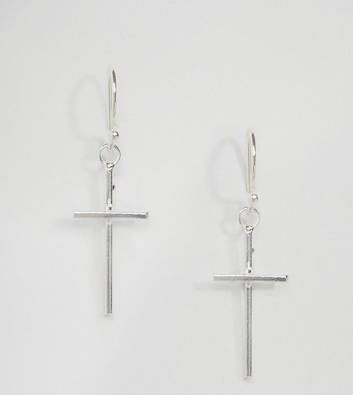 Kingsley Ryan Sterling Silver Cross Drop Earrings - Silver
