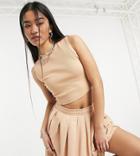 Collusion Ribbed Crop Tank In Sand - Part Of A Set-neutral
