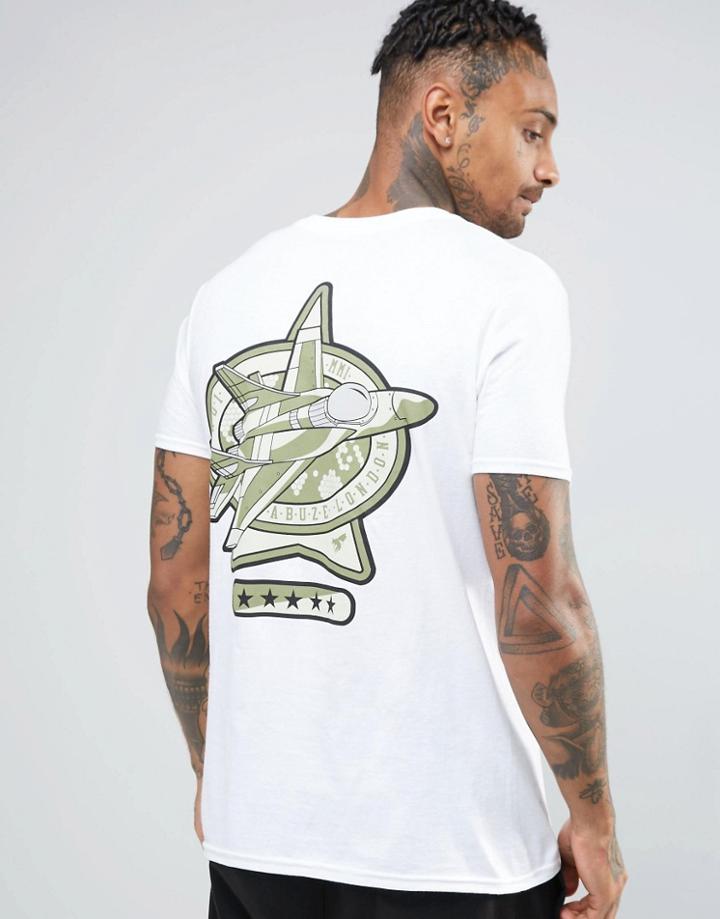 Abuze London Jet Stream Back Print T-shirt - White