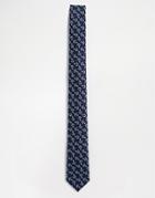 Asos Tie With Anchor Embroidery - Navy