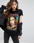 Sade Retro Boyfriend T-shirt With Portrait Print - Black