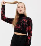Collusion X Rene Matic Printed High Neck Crop Top With Open Back - Multi
