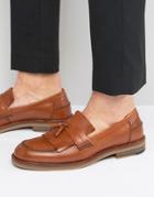 Asos Smart Loafers In Tan Leather With Fringe Detail - Tan