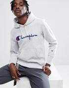 Champion Hoodie With Script Logo In Gray - Gray