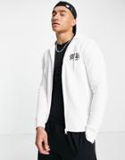 Jack & Jones Full Zip Logo Hoodie In White