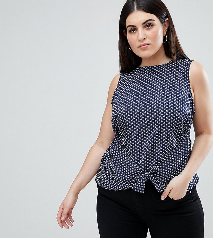 Ax Paris Plus Paisley Print Tank With Tie Detail - Multi