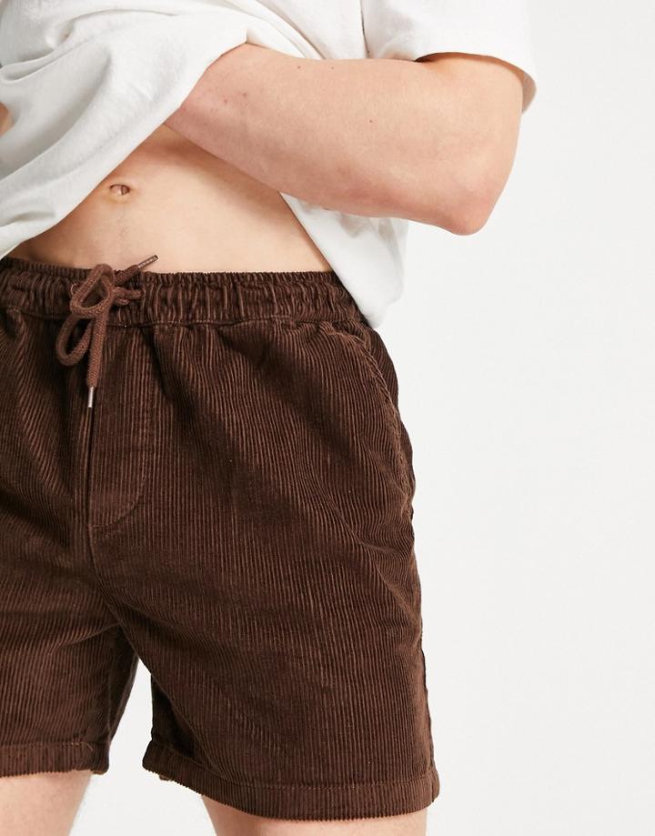Asos Design Shorts In Brown Cord