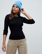 Noisy May Rimi Ribbed Fitted Sweater - Black