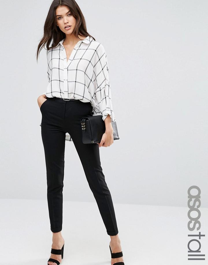 Asos Tall Cigarette Pants With Belt - Black