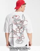 Asos Design Oversized T-shirt With Disney Looney Tunes Prints In White