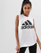 Adidas Training Logo Tank In White - White