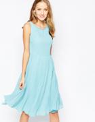 Traffic People Chiffon Bold Twirling Dress In Midi Length - Blue