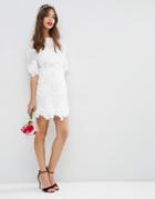 Asos Bridal Lace Embroidered Mini Shift Dress - White