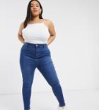 Urban Bliss Plus High Waisted Skinny Jeans In Dark Wash-blues