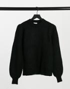 Vila Balloon Sleeve Sweater In Black