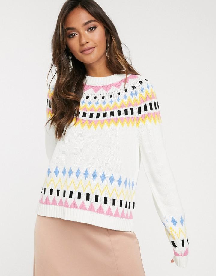 Asos Design Ski Pattern Fairisle Sweater-multi