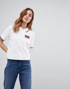 Tommy Hilfiger Crop Polo Shirt With Racing Flag Logo - White