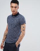 Asos Polo Shirt With Roll Sleeve In Navy Inject Fabric - Navy