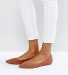 Asos Latch Pointed Ballet Flats - Brown