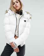 Schott Padded Bomber Jacket With Hood - White
