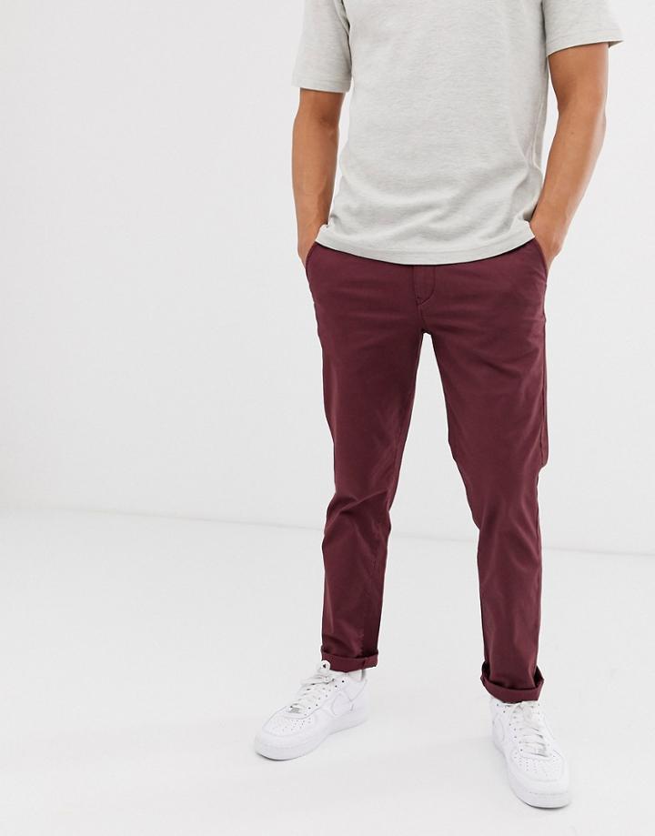 Selected Homme Straight Chino In Burgundy-red