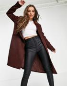 Object Llina Double Breasted Coat In Brown